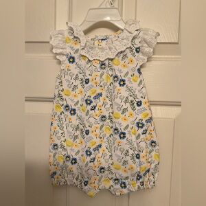 Laura Ashley Baby Romper with Floral Accents New Without Tag